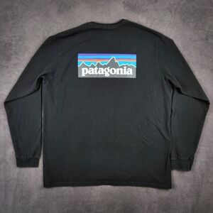 Patagonia P-6 Logo Responsibili-Tee Shirt Mens XL Black Long Sleeve 38518